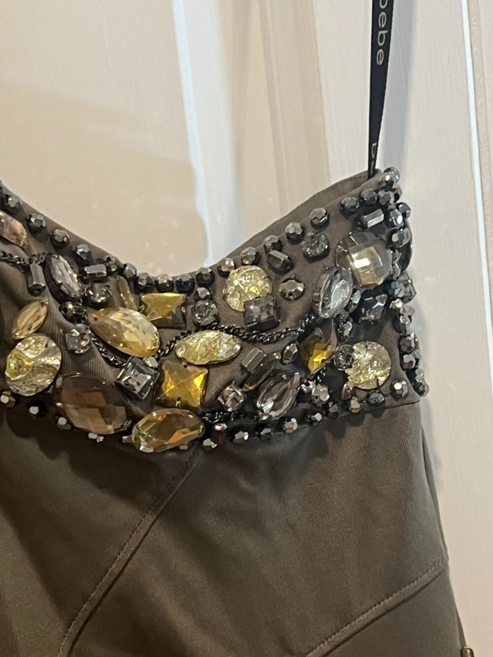 bebe Embellished One‑Sholder Cocktail Dress – Cocoa – Size S – NWT - Picture 6 of 16